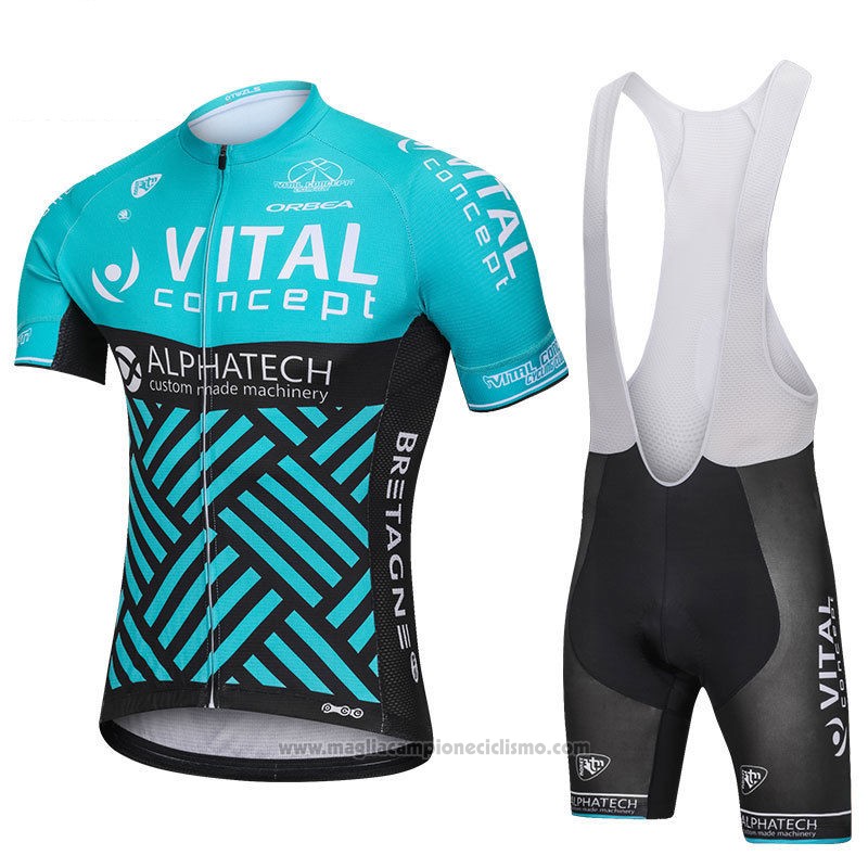 2018 Abbigliamento Ciclismo Vital Concept Alphatech Blu e Nero Manica Corta e Salopette